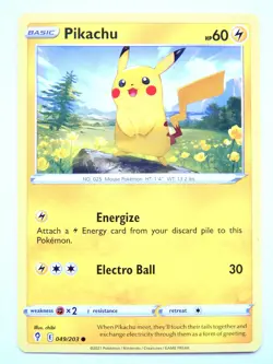 Pikachu 049/203 (NM, Pokemon Card, Evolving Skies, 2021, Lightning, Common) - Image 1