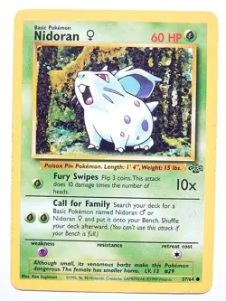 Nidoran 57/64 (MP, Pokemon Card, Vintage , Jungle, 1999, Grass, Common) - Image 1