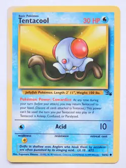 Tentacool 56/62 (DMG, Pokemon Card, Vintage, Fossil, 1999, Water, Common) - Image 1