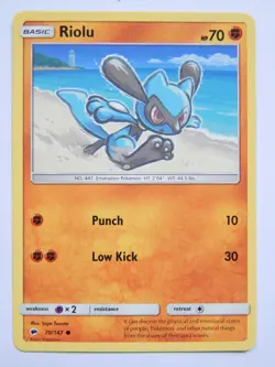 Riolu 70/147 (NM, Pokemon Card, Burning Shadows, 2017, Fighting, Common) - Image 1