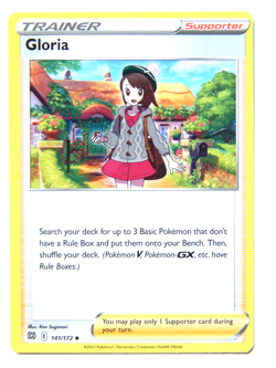 Gloria 141/172 (NM, Pokemon Card, Brilliant Stars, 2022, Supporter, Uncommon) - Image 1