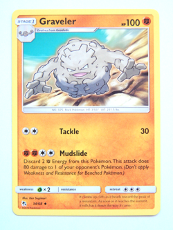 Graveler 34/68 (NM, Pokemon Card, Hidden Fates, 2019, Fighting, Uncommon) - Image 1