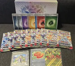 10X Opened Pokemon Prismatic Evolutions packs + 2 Poke Ball + 1 EX Bundle - Image 1