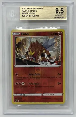 Entei 2021 Pokemon TCG Battle Styles #020/163 Reverse Foil Rare BGS 9.5 Gem Mint - Image 1