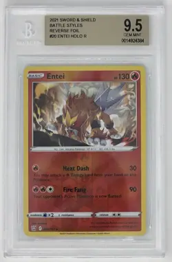 Entei 2021 Pokemon TCG Battle Styles #020/163 Reverse Foil Rare BGS 9.5 Gem Mint - Image 2
