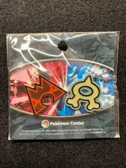 Pokemon Center Japan Team Aqua & Team Magma Metal Pin Badge Set (2014) Official - Image 1