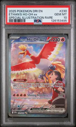 2025 Pokemon Destined Rivals Ethan’s Ho-Oh ex #230 SIR Illustration Rare PSA 10 - Image 1