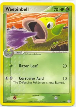 (pok-FRLG-051) Weepinbell (U) Pokemon EX FireRed LeafGreen Card # 51 - Image 1