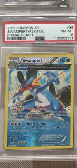 Swampert Reverse Holo 36/160 2015 Pokemon XY Primal Clash PSA 8 - Image 1