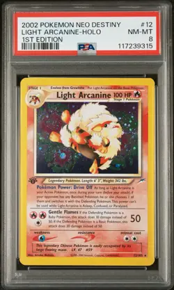 PSA 8 Light Arcanine 12/105 1st Edition Pokemon Neo Destiny Holo Modern Cert - Image 1