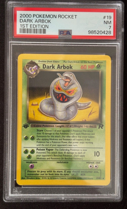 2000 Pokemon Rocket Dark Arbok #19 1st Edition PSA 7 - Image 1