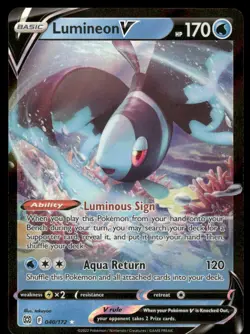 Pokemon Cards Lumineon V 040/172 Brilliant Stars Holo Rare V NM - Image 1