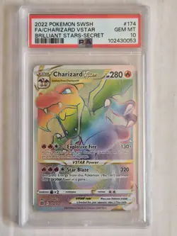 2022 POKEMON SWORD & SHIELD BRILLIANT STARS #174 FULL ART/CHARIZARD VSTAR PSA 10 - Image 1