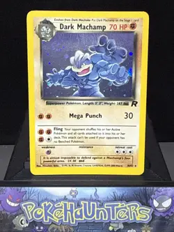 Pokemon Card Dark Machamp 10/82 Team Rocket WOTC Holo Rare Swirl Played - Image 1