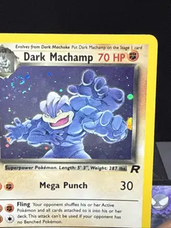 Pokemon Card Dark Machamp 10/82 Team Rocket WOTC Holo Rare Swirl Played - Image 2