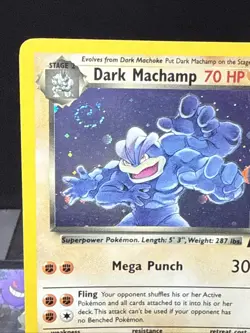 Pokemon Card Dark Machamp 10/82 Team Rocket WOTC Holo Rare Swirl Played - Image 3