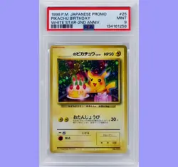 Pokemon Japanese Birthday Pikachu White Star 2nd Anniversary Promo PSA 9 Mint - Image 1
