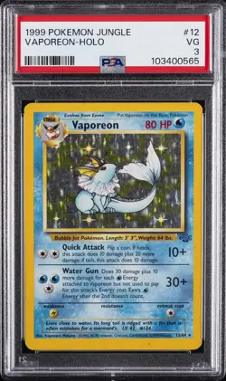 1999 POKEMON JUNGLE #12 VAPOREON-HOLO PSA 3 - Image 1