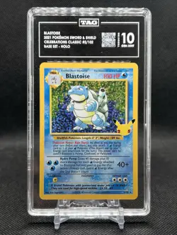 TAG GEM MINT 10 - 2021 POKEMON CELEBRATIONS CLASSIC #2 BLASTOISE BASE SET - HOLO - Image 1
