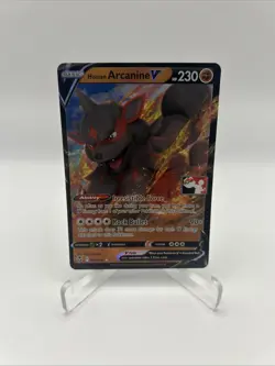 090/195 Hisuian Arcanine V Prize Pack Series Stamped Play Pokemon TCG Silver - Image 1