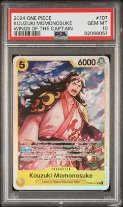 OP07-107 One Piece CCG TCG KOUZUKI Momonosuke SR Wings of the Captain PSA 10 - Image 1
