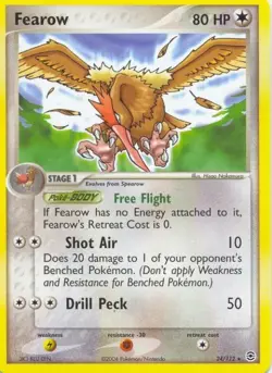 (pok-FRLG-024) Fearow (R) Pokemon EX FireRed LeafGreen Card # 24 - Image 1