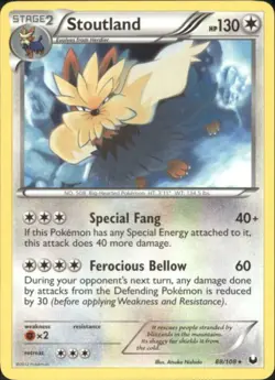2x (BW5-88) Stoutland Rare Pokemon B&W Dark Explorers Card # 88 - Image 1