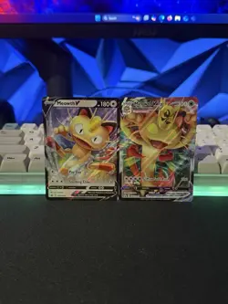 Meowth VMAX SWSH005 And Meowth V SWSH004Sword & Shield Promo Cards Holo - Image 1
