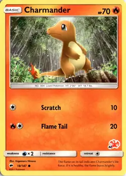Charmander 18/147 Charizard Stamped) Common Battle Academy Pokemon Card TCG - Image 1