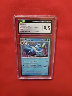 CGC 9.5 MINT+ Vaporeon 022/131 HOLO RARE Prismatic Evolutions Pokemon Card 185 - Image 4