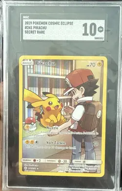 SGC 10 MINT Pikachu 241/236 Cosmic Eclipse Sun & Moon Secret Rare Holo Pokemon - Image 1