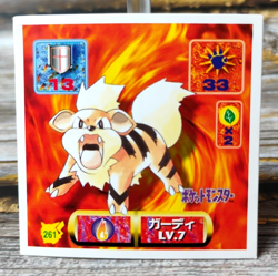 Growlithe - 261 - Vintage 1997 CGTSJ Pokemon Amada Sticker Seal - Image 1