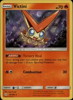 2x (SM12-030) Victini (Rare Holo) Pokemon Cosmic Eclipse Card # 30 - Image 1
