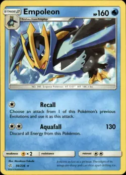 2x (SM12-056) Empoleon Rare Pokemon Cosmic Eclipse Card # 56 - Image 1