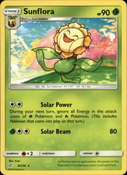 2x (SM12-008) Sunflora Rare Pokemon Cosmic Eclipse Card # 8 - Image 1