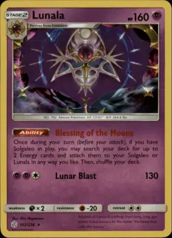 2x (SM12-102) Lunala (Rare Holo) Pokemon Cosmic Eclipse Card # 102 - Image 1