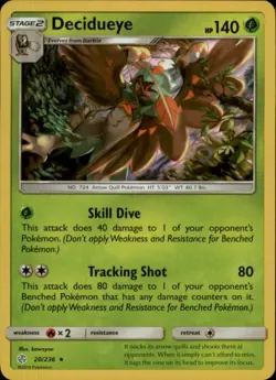 2x (SM12-020) Decidueye (Rare Holo) Pokemon Cosmic Eclipse Card # 20 - Image 1
