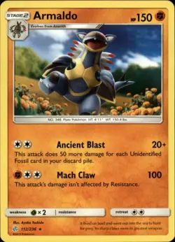 2x (SM12-112) Armaldo Rare Pokemon Cosmic Eclipse Card # 112 - Image 1