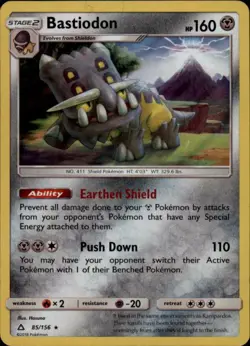 (SM05-085 PARALLEL FOIL) Bastiodon Holo Rare Pokemon Ultra Prism Card # 85 - Image 1