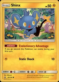 2x (SM05-045 PARALLEL FOIL) Shinx (C) Pokemon Ultra Prism Card # 45 - Image 1