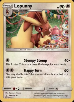 2x (SM05-107 PARALLEL FOIL) Lopunny (U) Pokemon Ultra Prism Card # 107 - Image 1