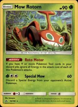 (SM05-014 PARALLEL FOIL) Mow Rotom Rare Pokemon Ultra Prism Card # 14 - Image 1