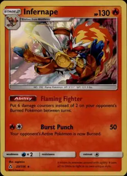 (SM05-023 PARALLEL FOIL) Infernape Holo Rare Pokemon Ultra Prism Card # 23 - Image 1