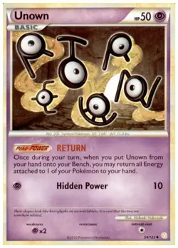 2x (HGSS-054) Unown (U) Pokemon HeartGold SoulSilver Card # 54 - Image 1