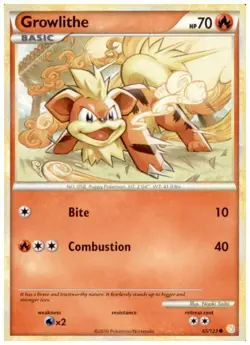 2x (HGSS-065) Growlithe (C) Pokemon HeartGold SoulSilver Card # 65 - Image 1