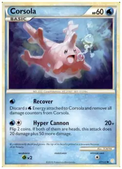 2x (HGSS-037) Corsola (U) Pokemon HeartGold SoulSilver Card # 37 - Image 1