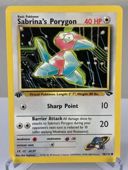 Sabrina's Porygon 98/132 Gym Challenge WOTC Pokemon Card 1st Edition - Near Mint - Image 1