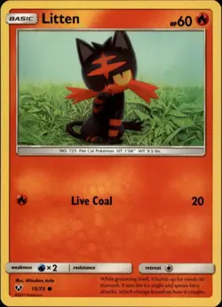2x (SL01-015 PARALLEL FOIL) Litten (C) Pokemon Shining Legends Card # 15 - Image 1