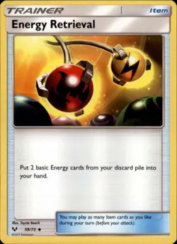 2x (SL01-059 PARALLEL FOIL) Energy Retrieval Pokemon Shining Legends Card # 59 - Image 1