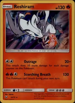 2x (SL01-014 PARALLEL FOIL) Reshiram Holo Rare Pokemon Shining Legends Card # 14 - Image 1